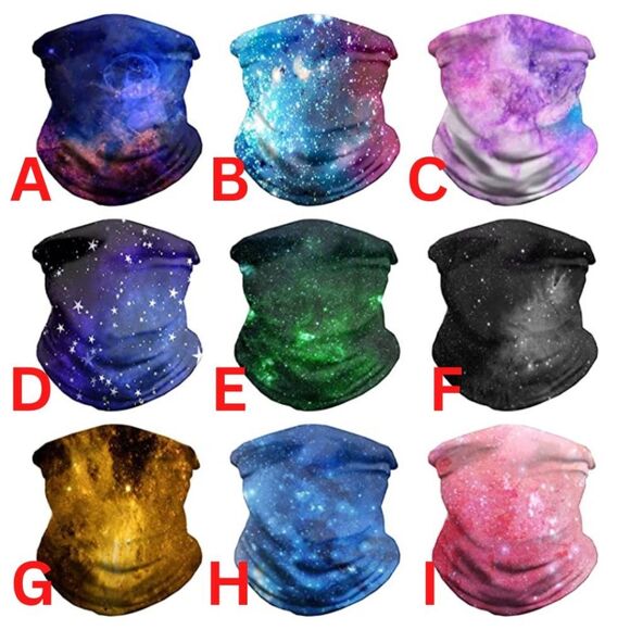 Galaxy Print Face Covering Bandana Headband Mask Neck Gaiter Multi-Color Options - Picture 1 of 4